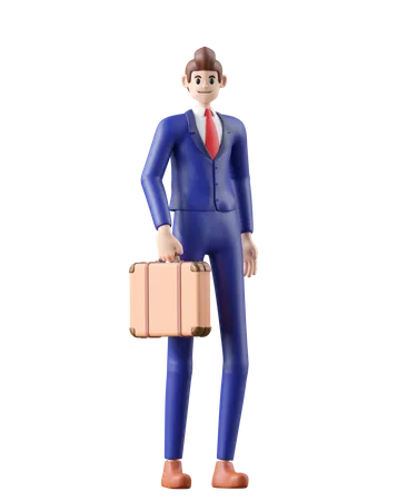 Businessman holding briefcase  3D Illustration