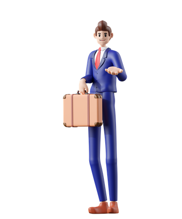 Businessman holding briefcase  3D Illustration