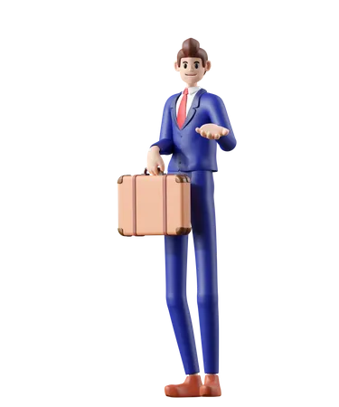 Businessman holding briefcase  3D Illustration