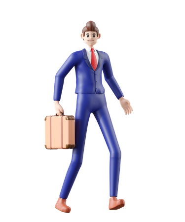 Businessman holding briefcase  3D Illustration