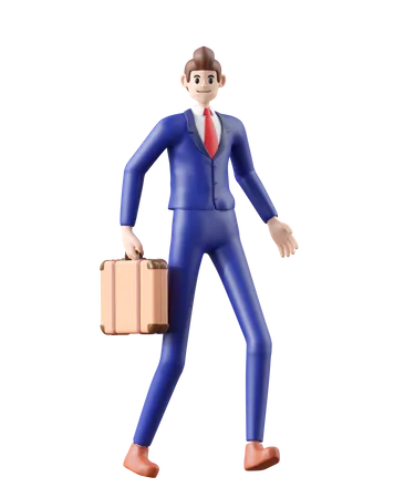 Businessman holding briefcase  3D Illustration