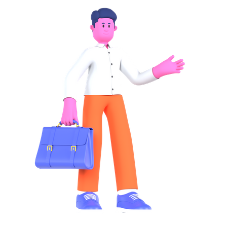 Businessman Holding Briefcase  3D Illustration