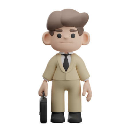 Businessman holding briefcase  3D Illustration