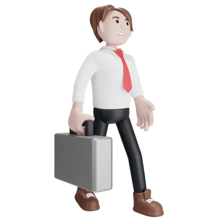 Businessman holding briefcase  3D Illustration