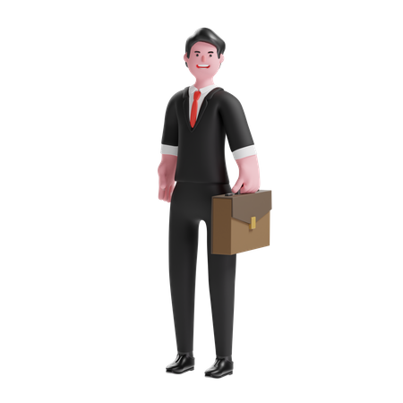 Businessman Holding Briefcase 3D Illustration