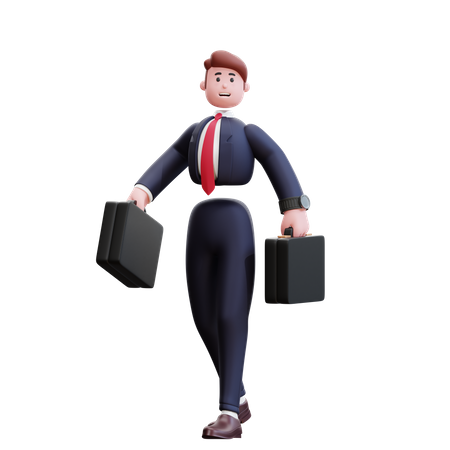 Businessman holding briefcase 3D Illustration