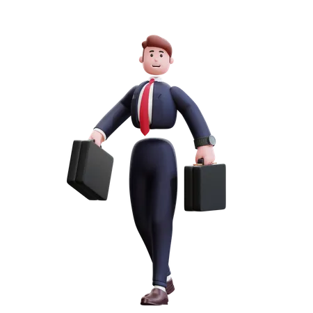 Businessman holding briefcase 3D Illustration