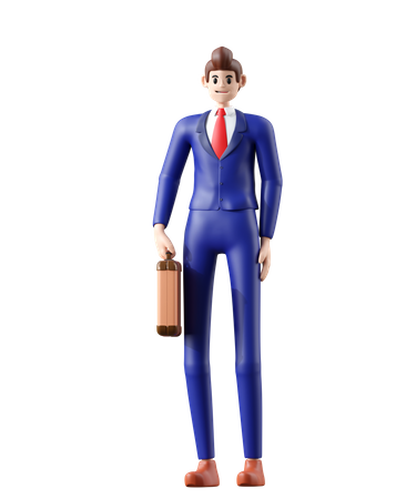 Businessman holding briefcase  3D Illustration