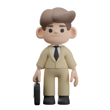 Businessman holding briefcase  3D Illustration