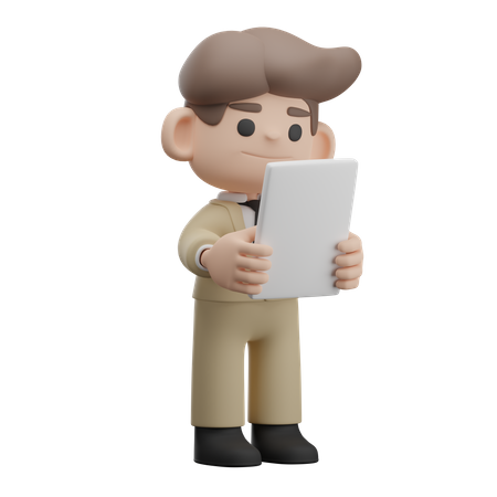 Businessman holding business report  3D Illustration