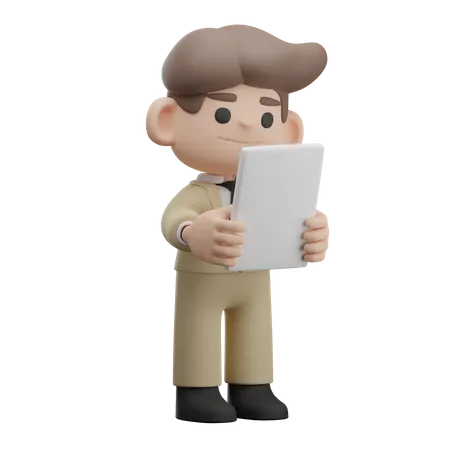 Businessman holding business report  3D Illustration