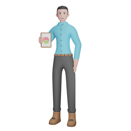 Businessman Holding Business Report  3D Illustration