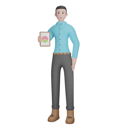 Businessman Holding Business Report  3D Illustration