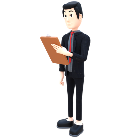 Businessman holding business report 3D Illustration