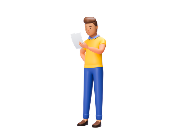 Businessman holding business report 3D Illustration