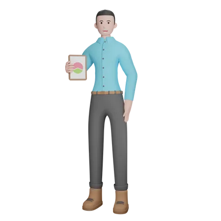 Businessman Holding Business Report 3D Illustration