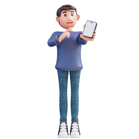 Businessman Holding Cell Phone  3D Illustration