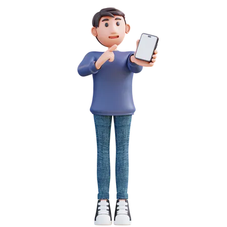 Businessman Holding Cell Phone  3D Illustration