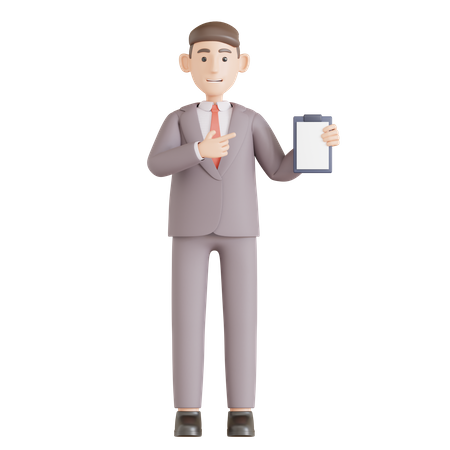 Businessman holding clipboard  3D Illustration
