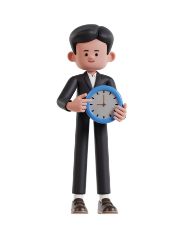 Businessman holding clock  3D Icon