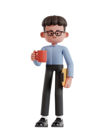 Businessman Holding Coffee Cup  3D Icon