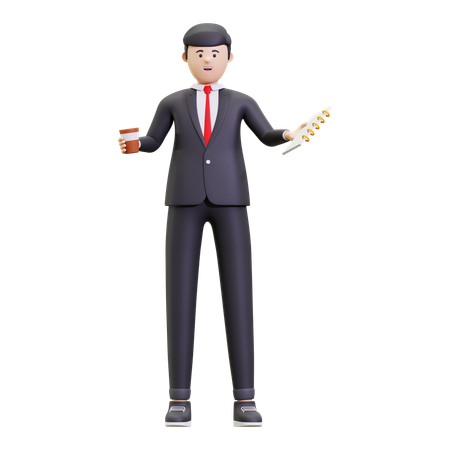 Businessman Holding Coffee Cup  3D Icon