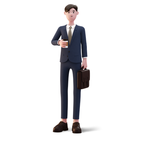 Businessman holding Coffee cup  3D Illustration