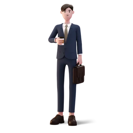 Businessman holding Coffee cup  3D Illustration