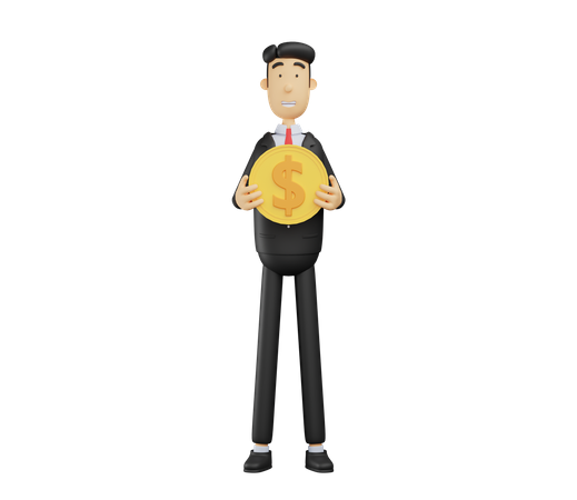 Businessman holding coin  3D Illustration