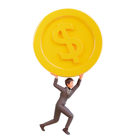 Businessman holding coin  3D Illustration