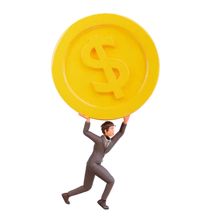 Businessman holding coin  3D Illustration