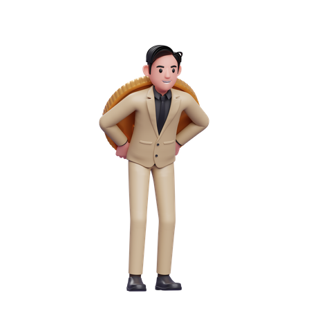 Businessman holding coin 3D Illustration