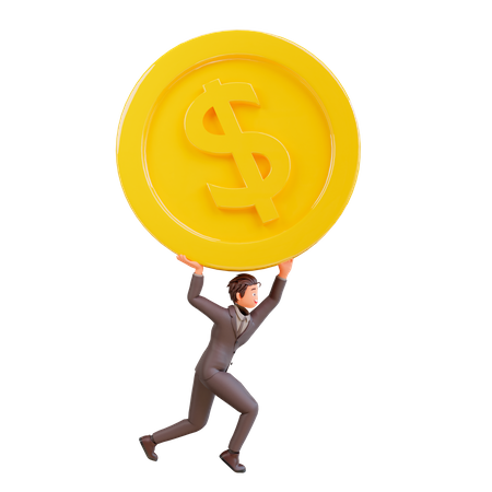 Businessman holding coin 3D Illustration