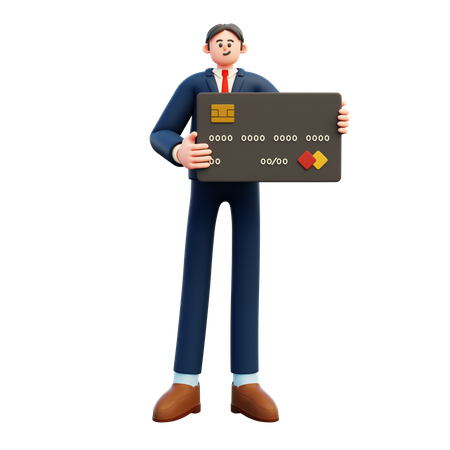 Businessman Holding Credit Card  3D Illustration
