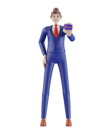 Businessman holding credit card  3D Illustration