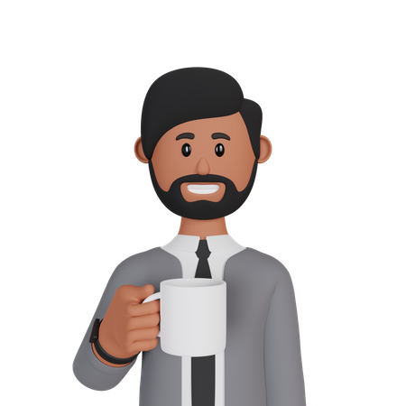 Businessman holding cup  3D Icon