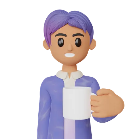 Businessman holding cup  3D Illustration