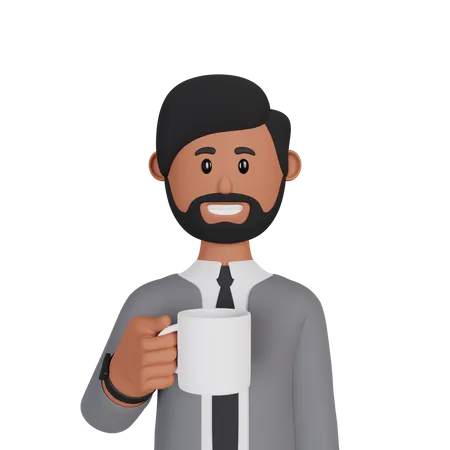 Businessman holding cup  3D Illustration