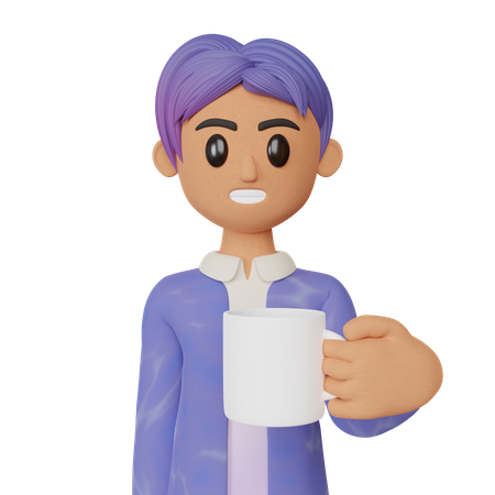 Businessman holding cup  3D Illustration