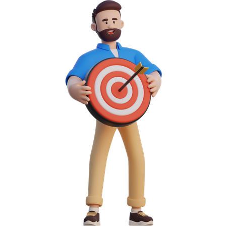 Businessman Holding Dartboard  3D Illustration