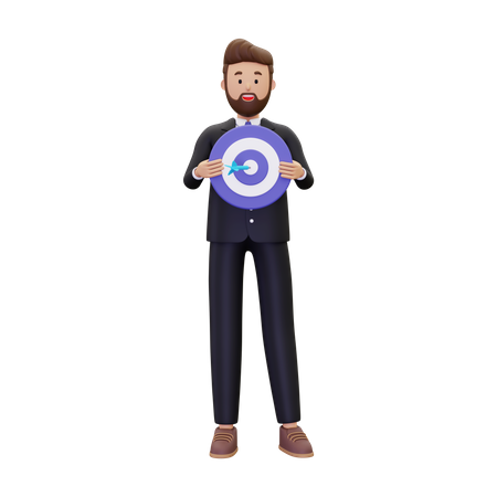 Businessman holding dartboard  3D Icon