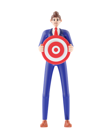 Businessman holding dartboard  3D Icon