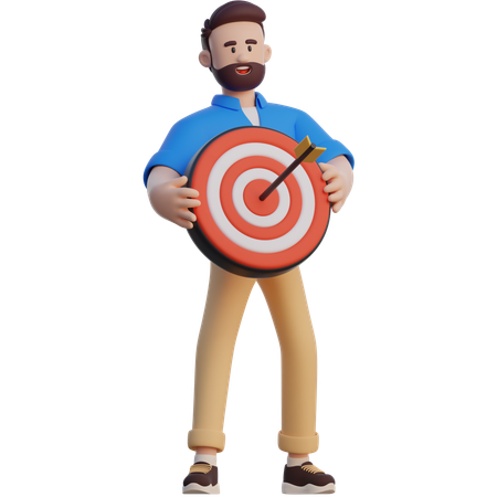 Businessman Holding Dartboard  3D Icon