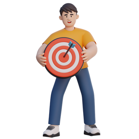 Businessman Holding Dartboard  3D Illustration