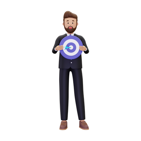 Businessman holding dartboard 3D Illustration