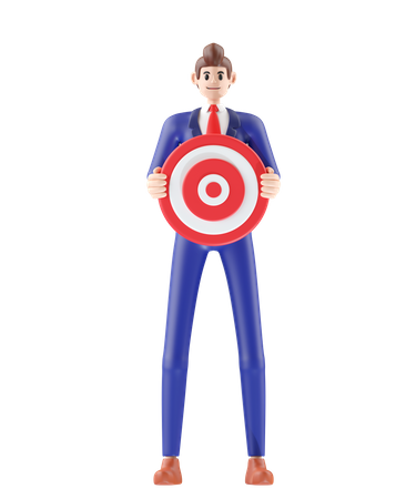 Businessman holding dartboard  3D Illustration