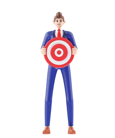 Businessman holding dartboard  3D Illustration