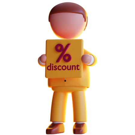 Businessman holding discount  3D Icon