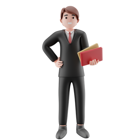 Businessman holding document  3D Icon