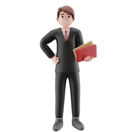 Businessman holding document  3D Illustration